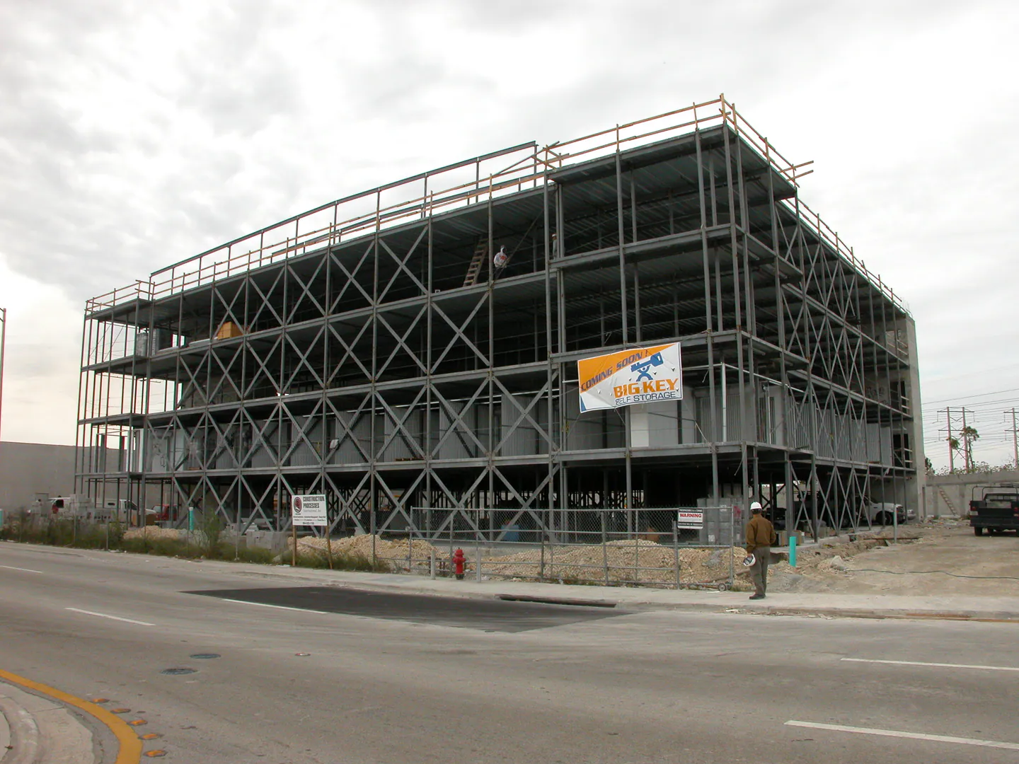 Big Key Self Storage as a bare steel frame under construction